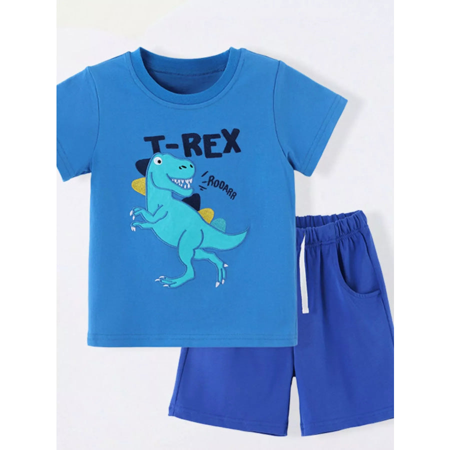 Children’s Dinosaur Embroidered T-Shirt and Shorts Set Apparel and Accessories