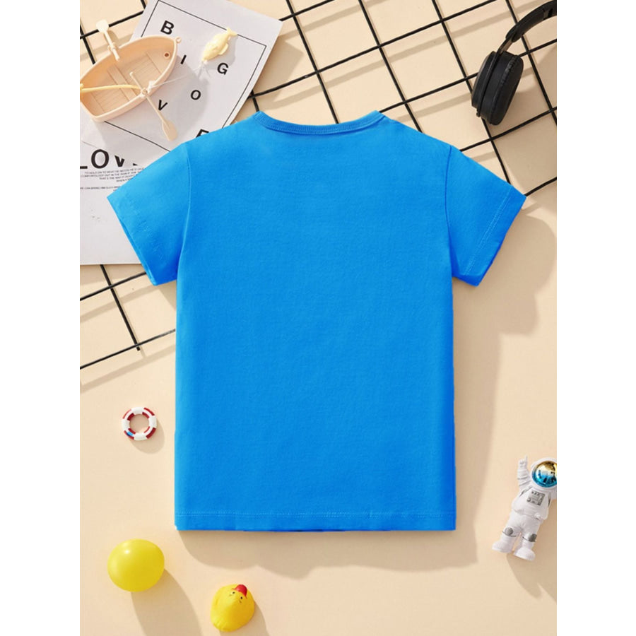 Children’s Dinosaur Excavator Graphic Crew Neck Short Sleeve T-Shirt Apparel and Accessories