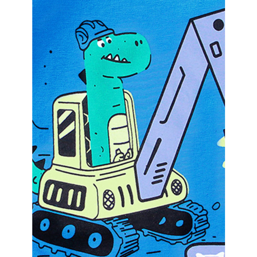 Children’s Dinosaur Excavator Graphic Crew Neck Short Sleeve T-Shirt Apparel and Accessories