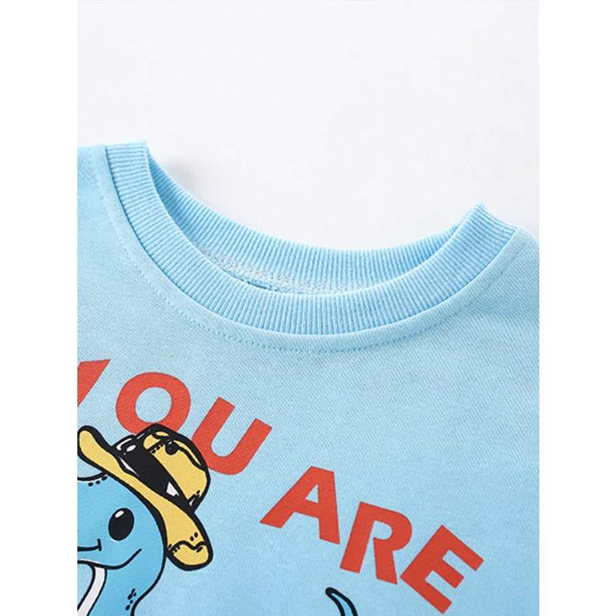Children’s Dinosaur Graphic Crew Neck Sweatshirt Apparel and Accessories