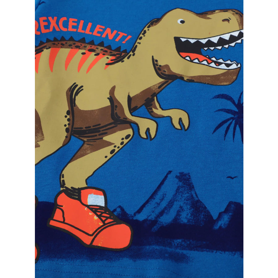 Children’s Dinosaur Graphic Long Sleeve Crew Neck T-Shirt Sky Blue / 3Y Apparel and Accessories