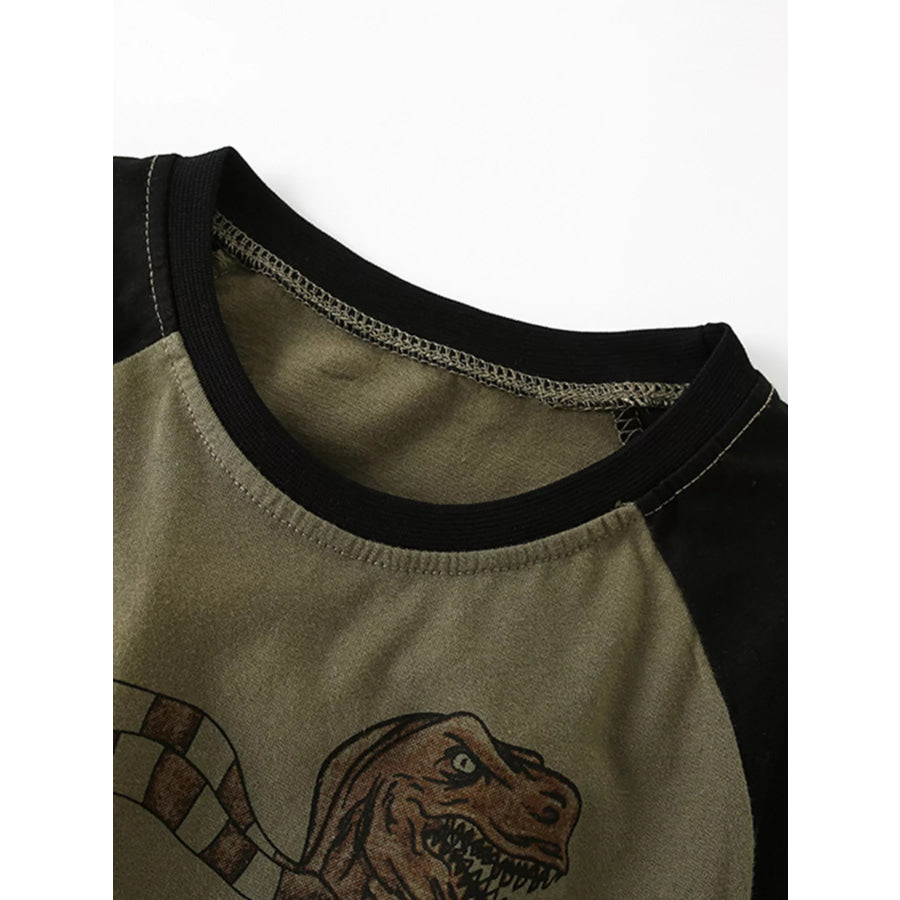 Children’s Dinosaur Graphic Raglan Sleeve T-Shirt Apparel and Accessories