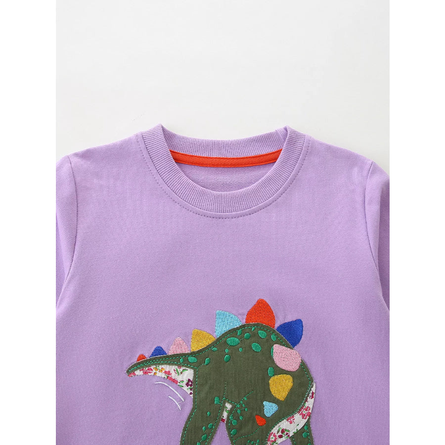 Children’s Dinosaur Graphic Round Neck Sweatshirt Apparel and Accessories