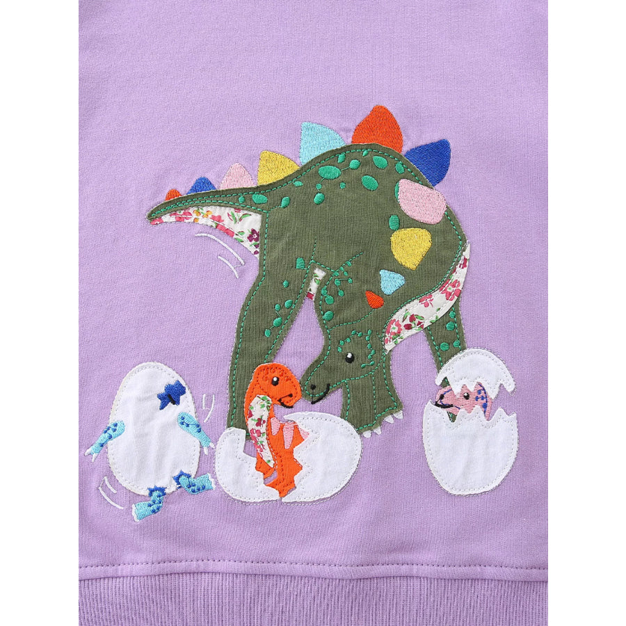 Children’s Dinosaur Graphic Round Neck Sweatshirt Apparel and Accessories