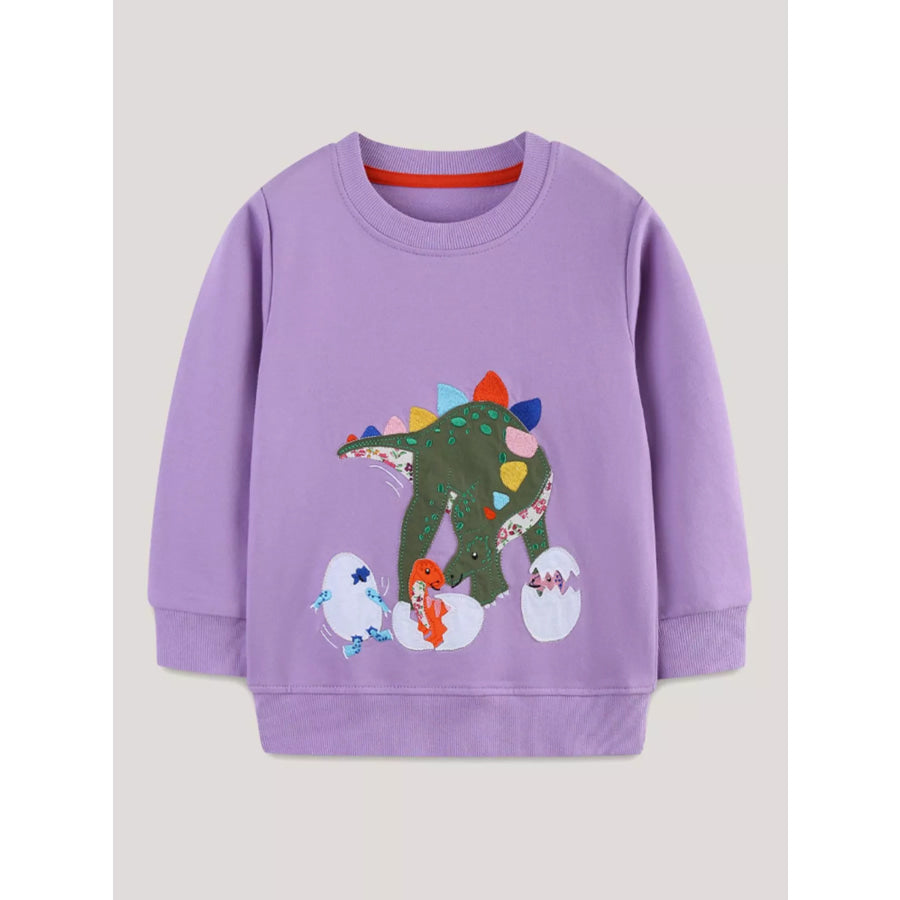 Children’s Dinosaur Graphic Round Neck Sweatshirt Apparel and Accessories