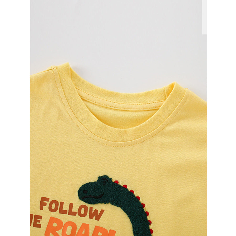 Children’s Dinosaur Graphic Round Neck T-Shirt Apparel and Accessories