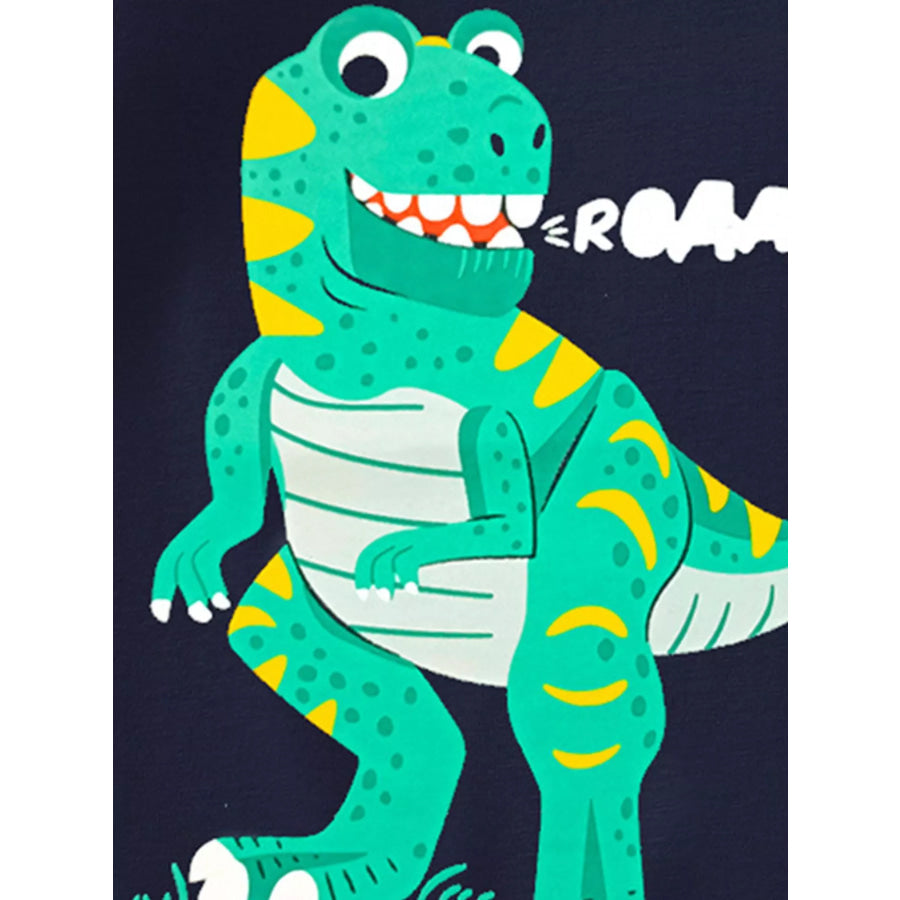 Children’s Dinosaur Graphic Round Neck T-Shirt Apparel and Accessories