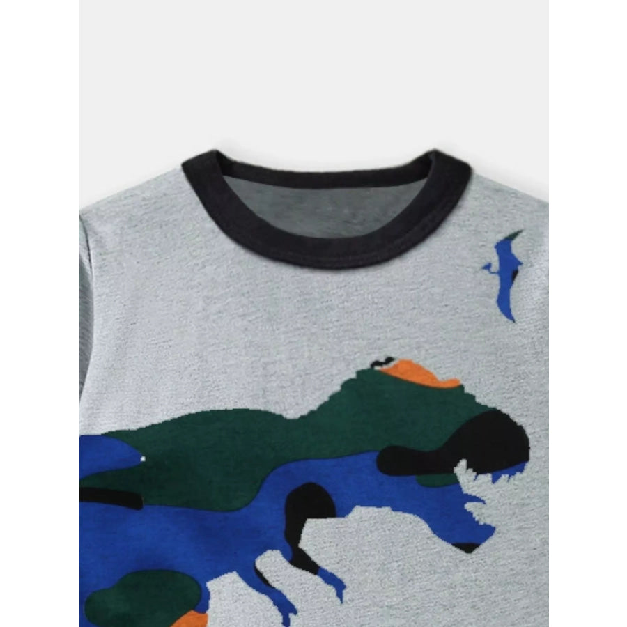 Children’s Dinosaur Graphic Round Neck T-Shirt Apparel and Accessories