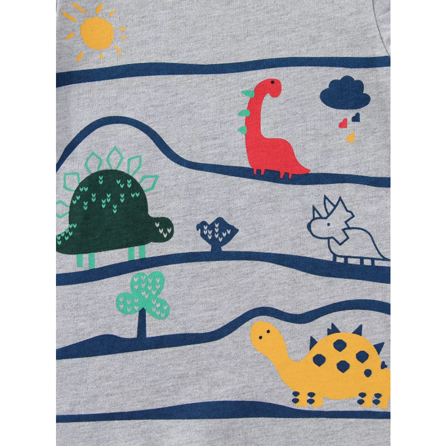 Children’s Dinosaur Graphic Round Neck Tee Apparel and Accessories