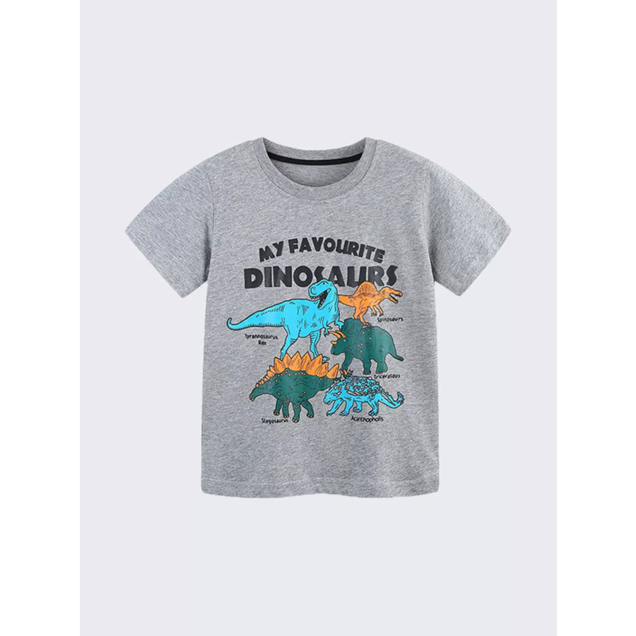 Children’s Dinosaur Graphic Round Neck Tee Apparel and Accessories