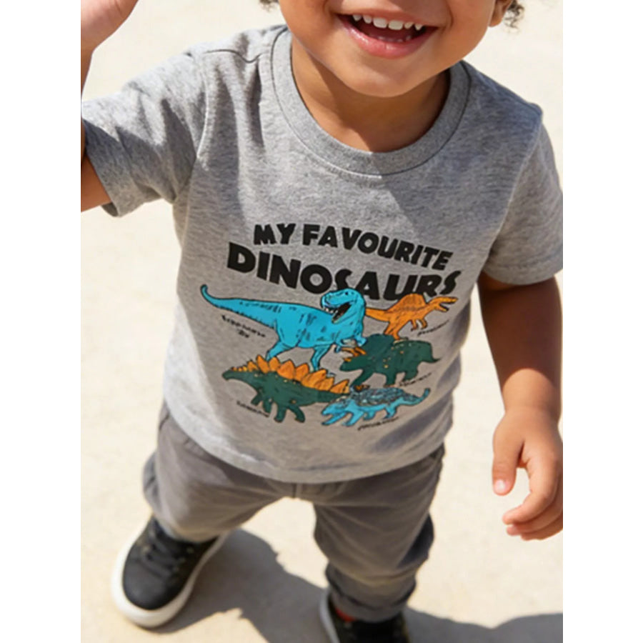 Children’s Dinosaur Graphic Round Neck Tee Apparel and Accessories