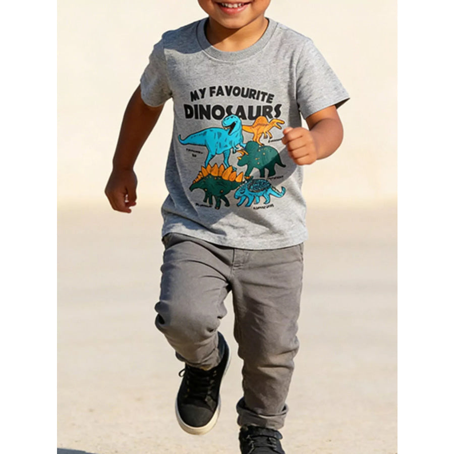 Children’s Dinosaur Graphic Round Neck Tee Apparel and Accessories