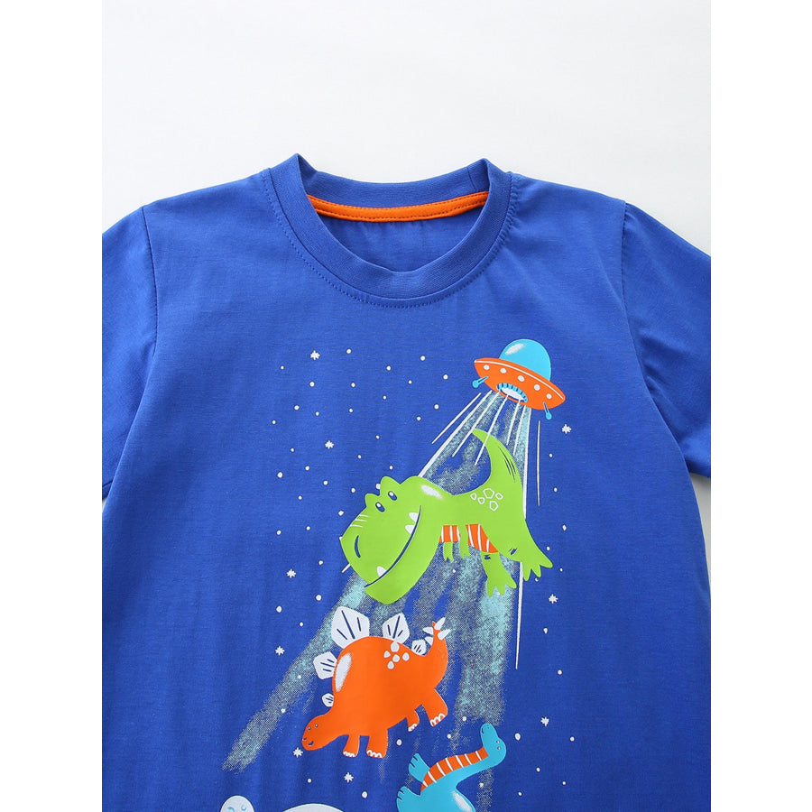 Children’s Dinosaur Graphic Short Sleeve T-Shirt 3-Piece Set Apparel and Accessories