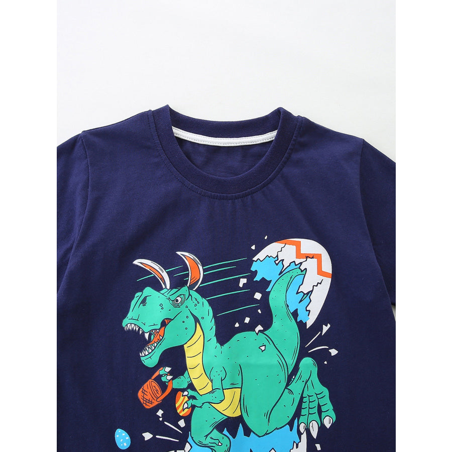 Children’s Dinosaur Graphic Short Sleeve T-Shirt 3-Piece Set Apparel and Accessories