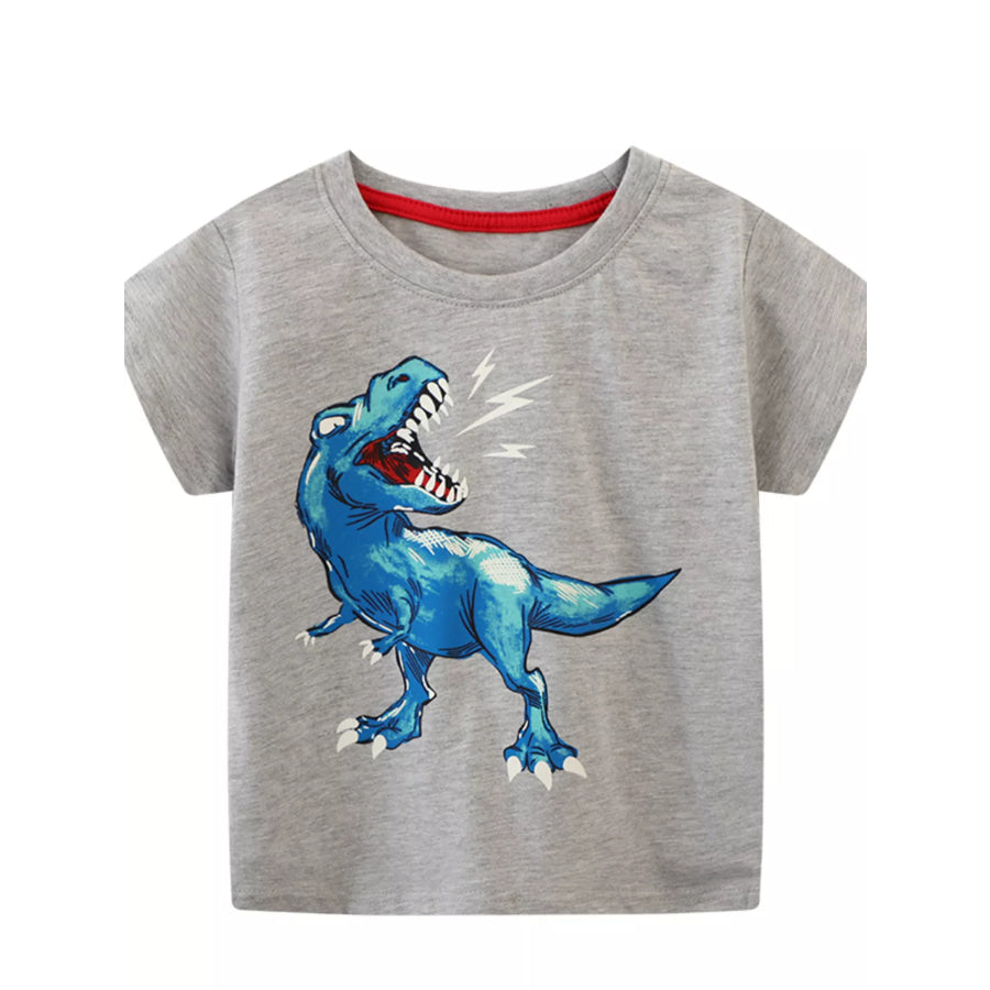 Children’s Dinosaur Graphic Short Sleeve T-Shirt Gray / 2T Apparel and Accessories