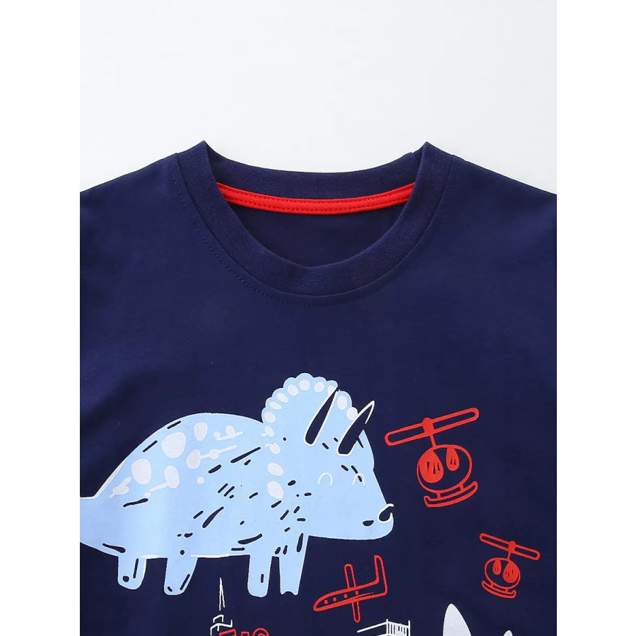 Children’s Dinosaur Graphic Tee and Plaid Shorts Set Apparel and Accessories