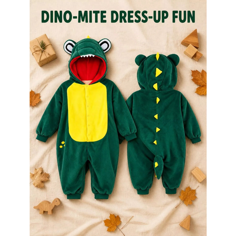Children’s Dinosaur Hooded Fleece One-Piece Jumpsuit Apparel and Accessories