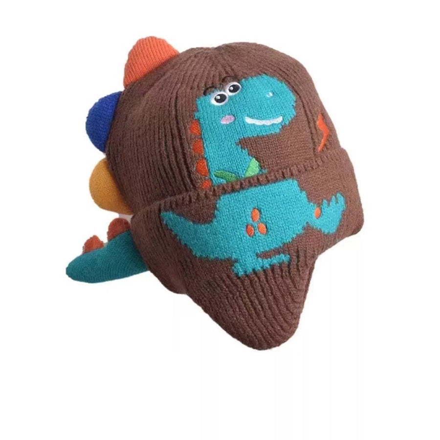 Children’s Dinosaur Knitted Hat Chocolate / One Size Apparel and Accessories