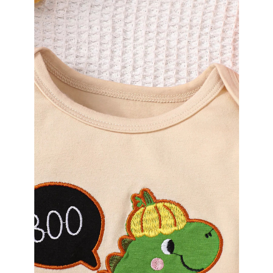 Children’s Dinosaur Long Sleeve Bodysuit and Pants Set Green / 0-3M Apparel and Accessories