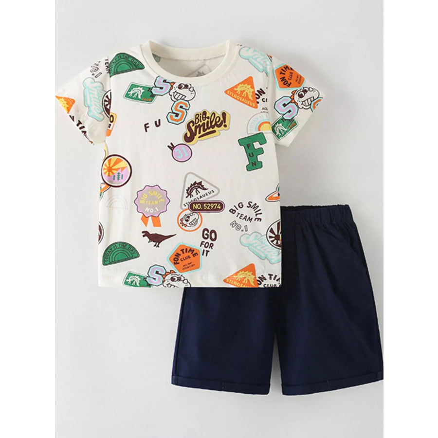 Children’s Dinosaur Patch Graphic Tee and Shorts Set Apparel and Accessories
