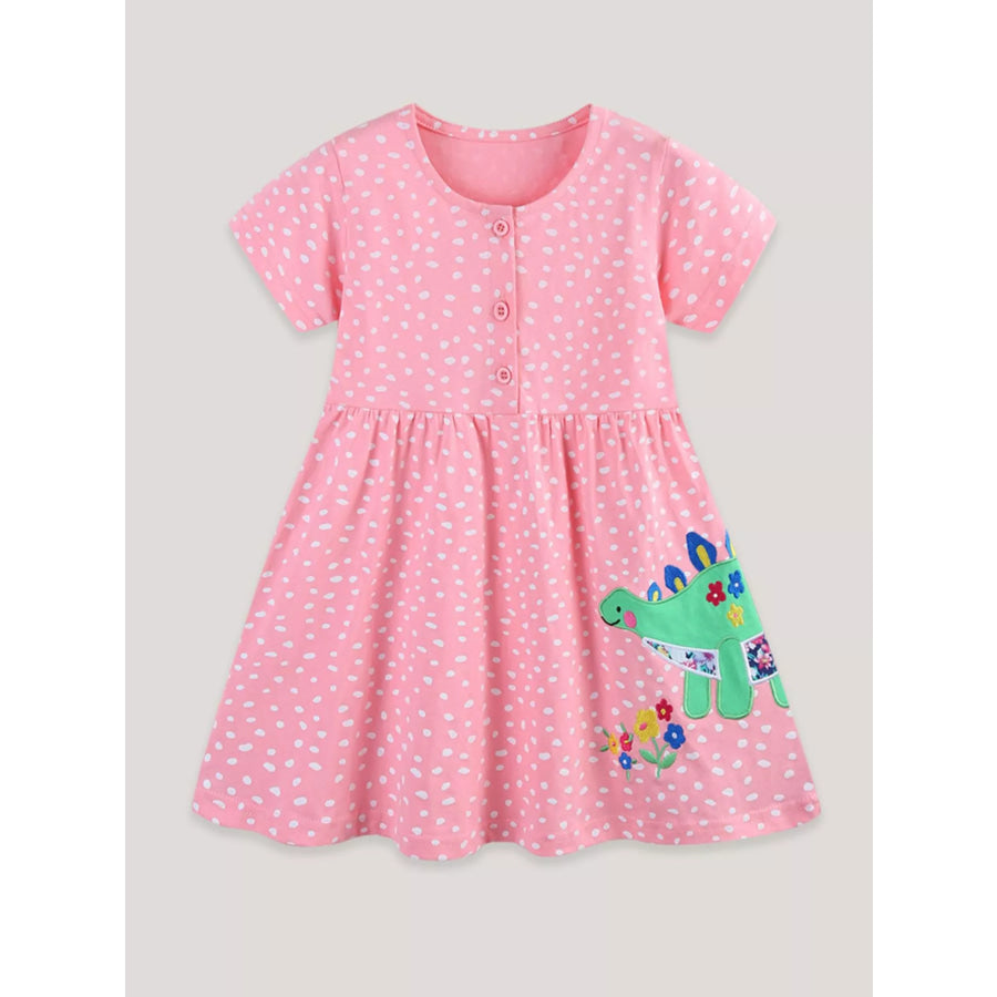 Children’s Dinosaur Polka Dot Short Sleeve Dress Apparel and Accessories