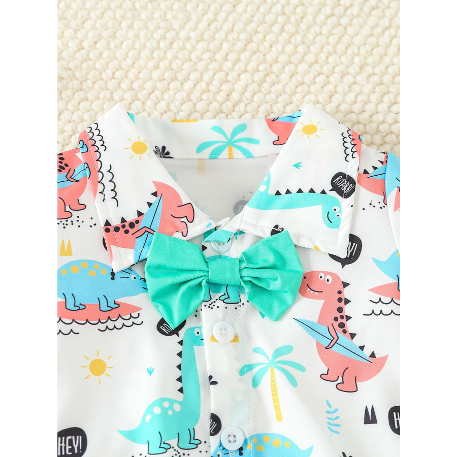 Children’s Dinosaur Print Bodysuit & Suspender Shorts Set Apparel and Accessories