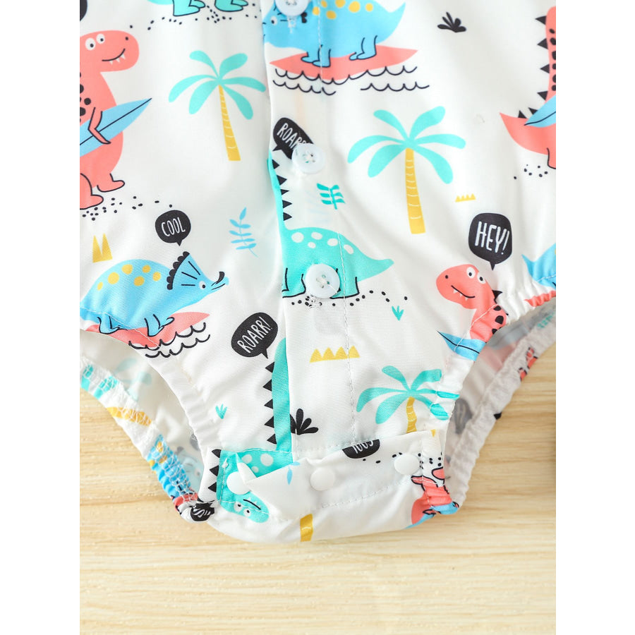 Children’s Dinosaur Print Bodysuit & Suspender Shorts Set Apparel and Accessories