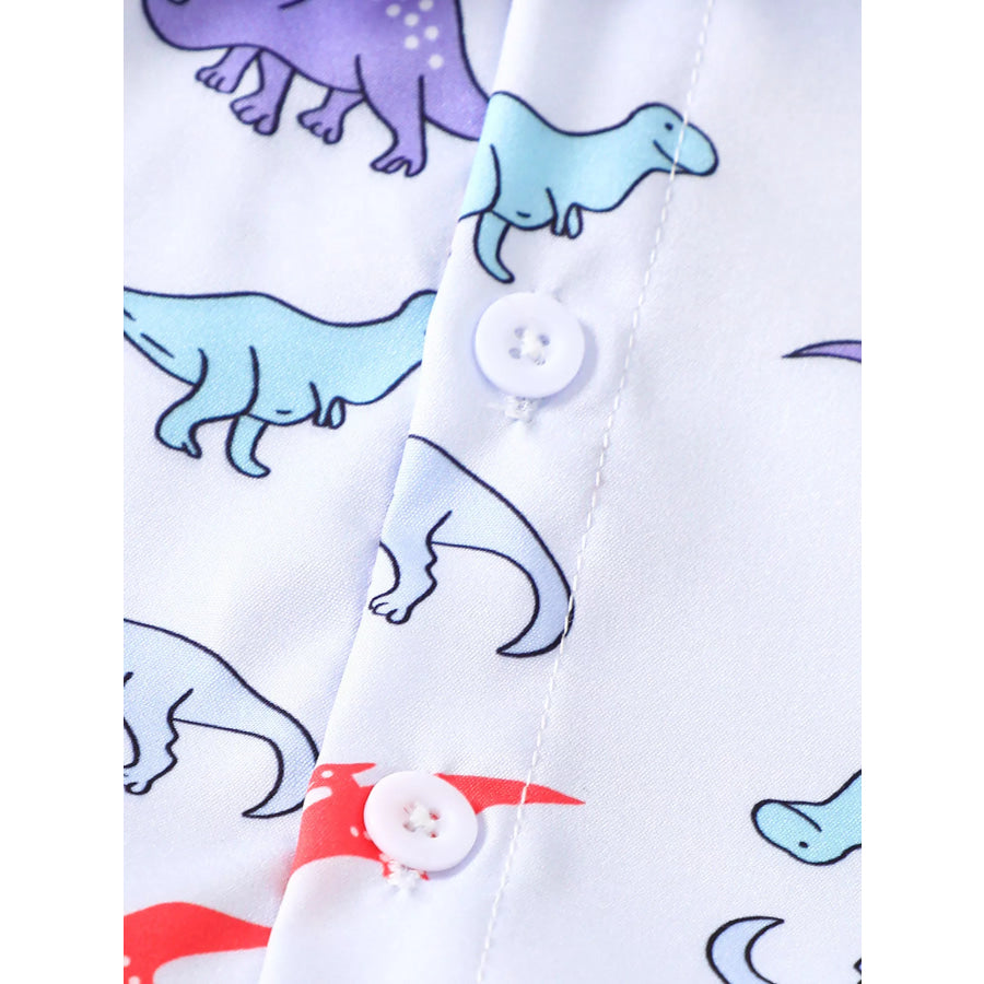 Children’s Dinosaur Print Button-Up Shirt & Shorts Set Apparel and Accessories