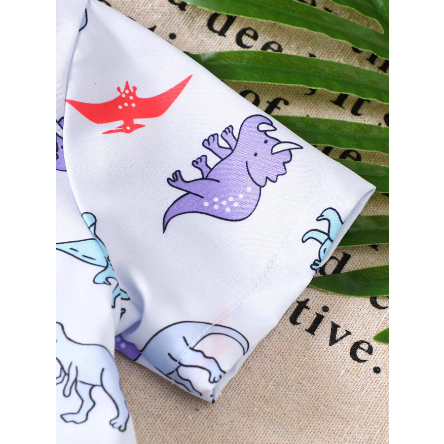 Children’s Dinosaur Print Button-Up Shirt & Shorts Set Apparel and Accessories