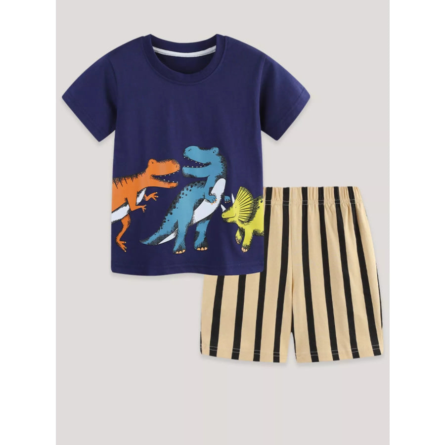 Children’s Dinosaur Print Casual Tee and Shorts Set Apparel and Accessories