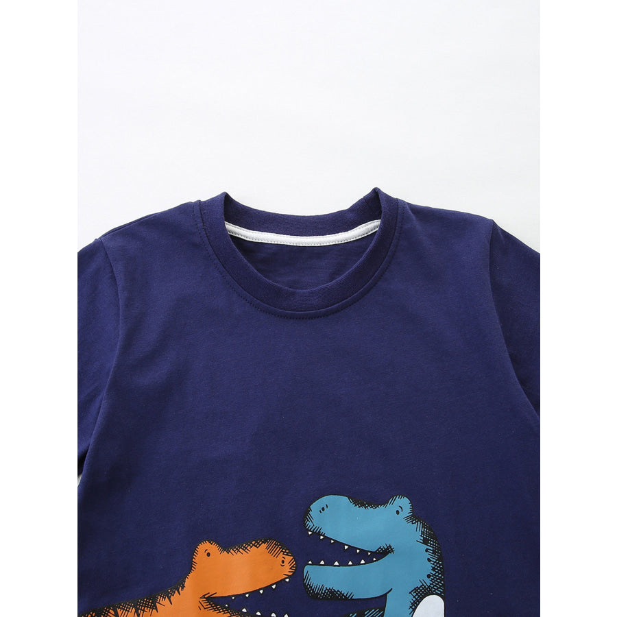 Children’s Dinosaur Print Casual Tee and Shorts Set Apparel and Accessories