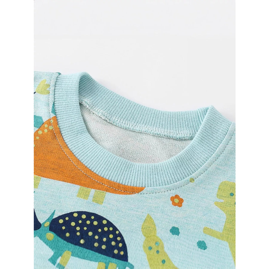 Children’s Dinosaur Print Crew Neck Casual Sweatshirt Apparel and Accessories