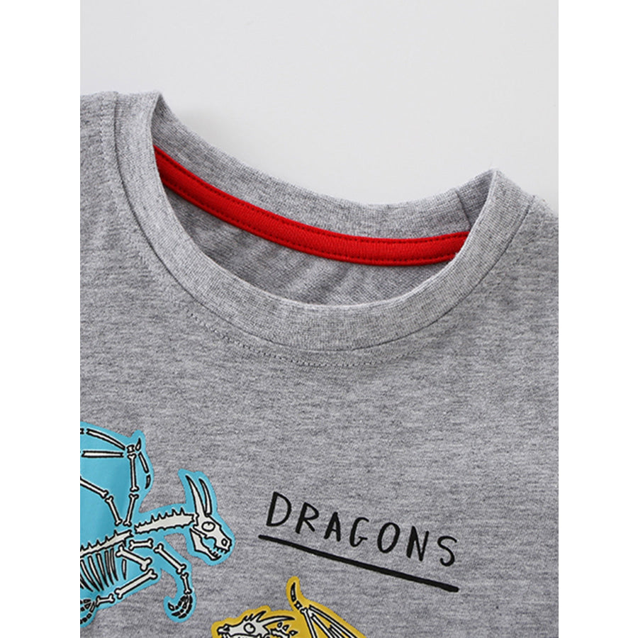 Children’s Dinosaur Print Crew Neck Short Sleeve T-Shirt Apparel and Accessories