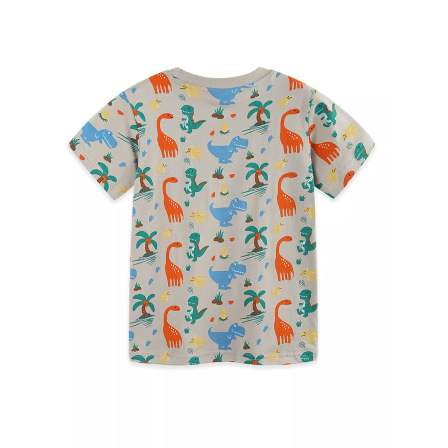 Children’s Dinosaur Print Crew Neck Short Sleeve T-Shirt Apparel and Accessories