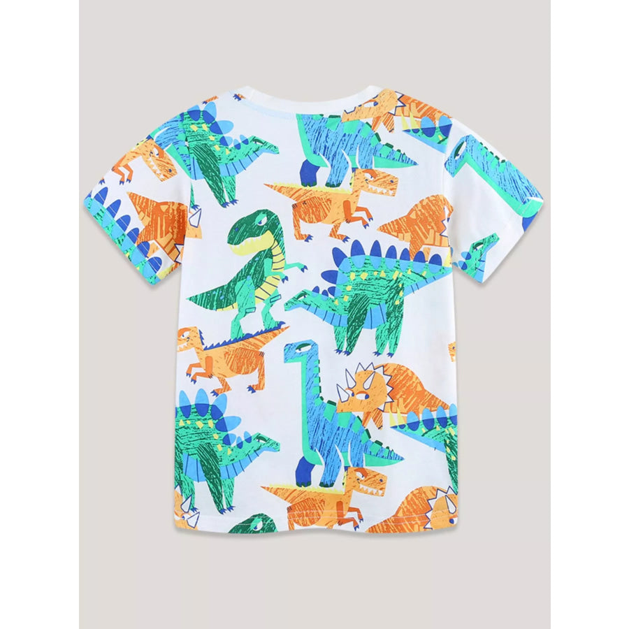 Children’s Dinosaur Print Crew Neck Short Sleeve T-Shirt Apparel and Accessories