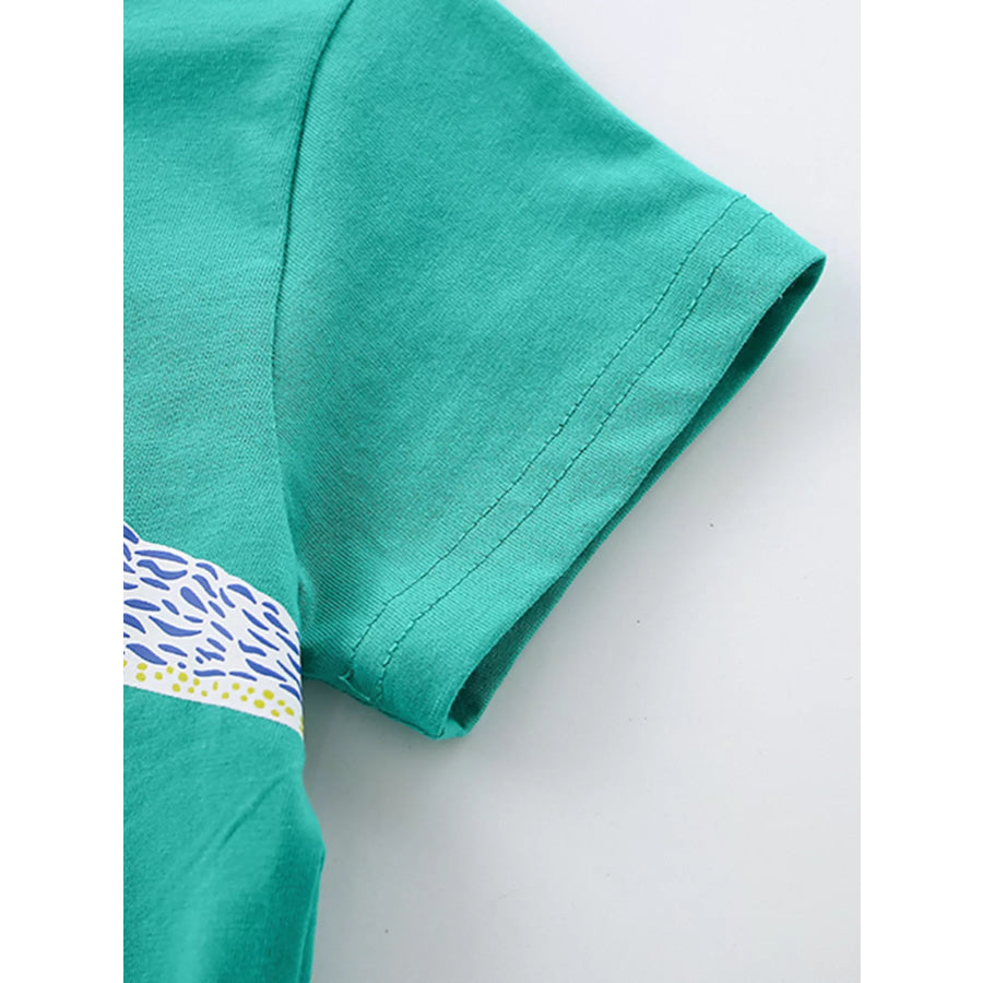 Children’s Dinosaur Print Crew Neck Short Sleeve T-Shirt Apparel and Accessories