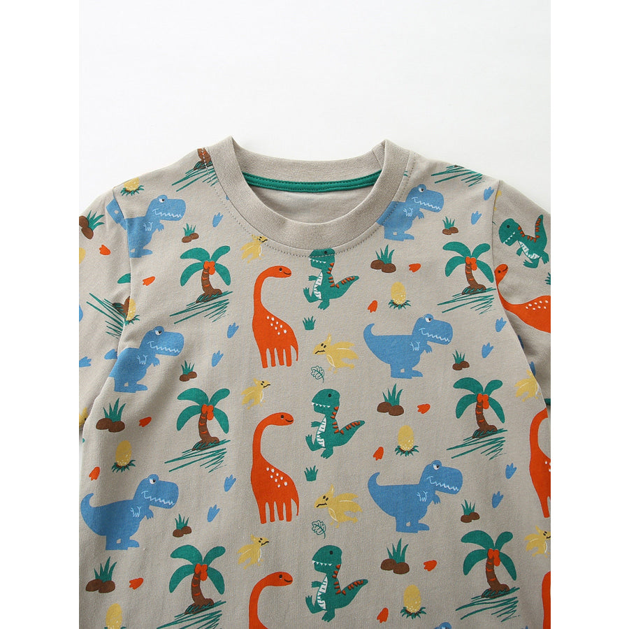 Children’s Dinosaur Print Crew Neck Short Sleeve T-Shirt Apparel and Accessories