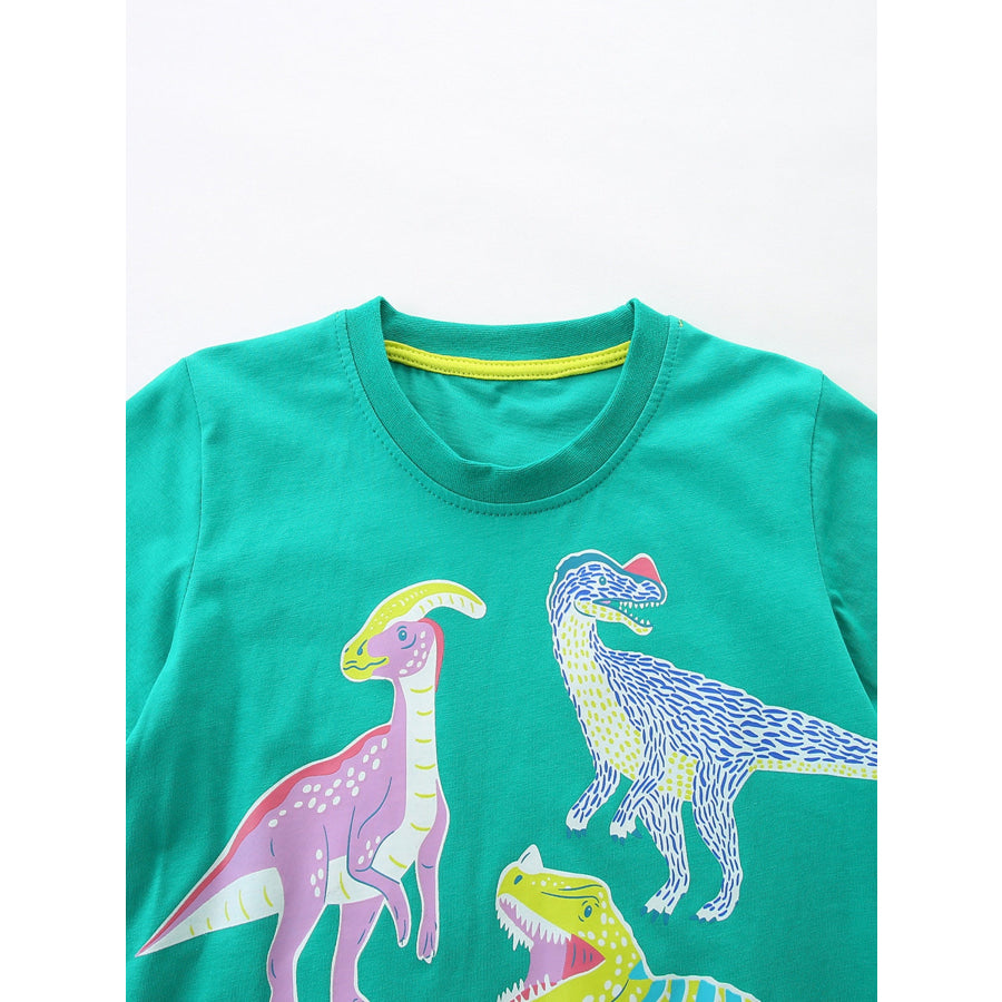 Children’s Dinosaur Print Crew Neck Short Sleeve T-Shirt Apparel and Accessories