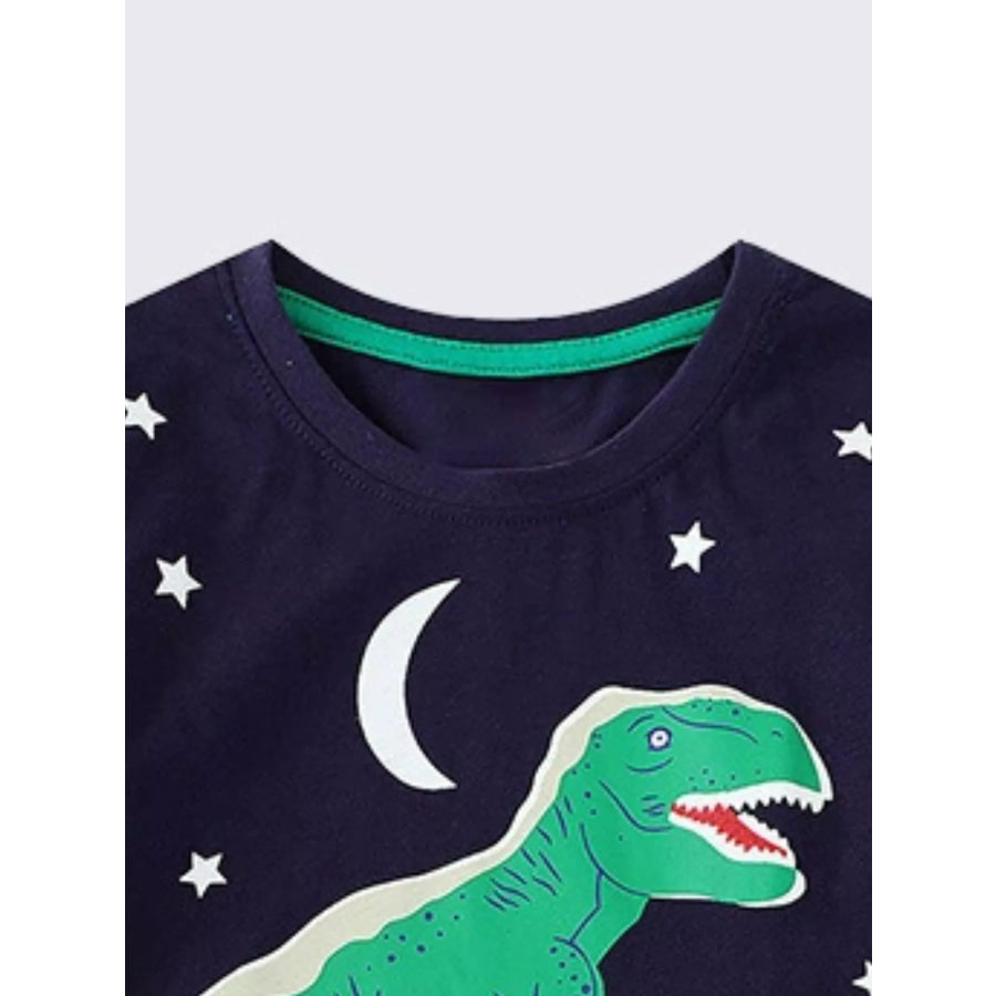 Children’s Dinosaur Print Crew Neck Short Sleeve T-Shirt Apparel and Accessories