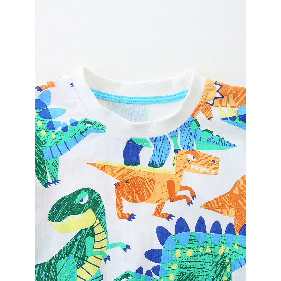 Children’s Dinosaur Print Crew Neck Short Sleeve T-Shirt Apparel and Accessories