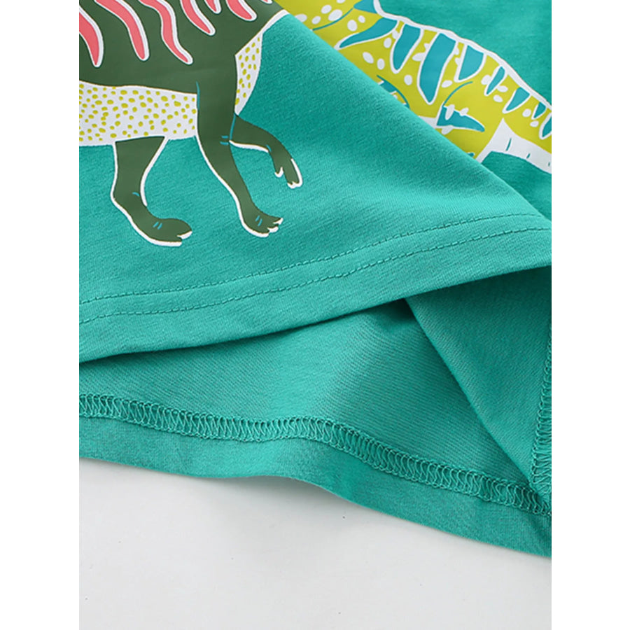 Children’s Dinosaur Print Crew Neck Short Sleeve T-Shirt Apparel and Accessories