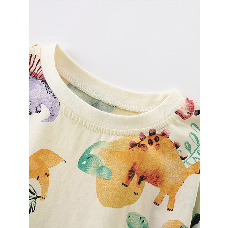 Children’s Dinosaur Print Crew Neck Short Sleeve T-Shirt Apparel and Accessories