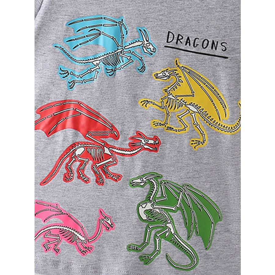 Children’s Dinosaur Print Crew Neck Short Sleeve T-Shirt Apparel and Accessories