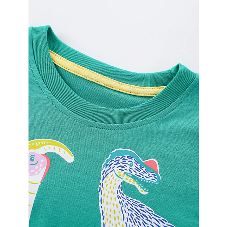 Children’s Dinosaur Print Crew Neck Short Sleeve T-Shirt Apparel and Accessories