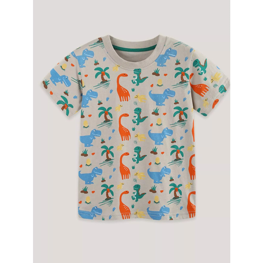 Children’s Dinosaur Print Crew Neck Short Sleeve T-Shirt Apparel and Accessories