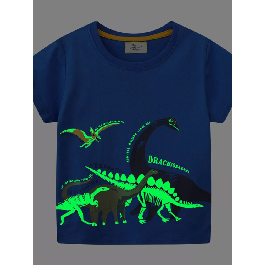 Children’s Dinosaur Print Crew Neck Short Sleeve T-Shirt Apparel and Accessories