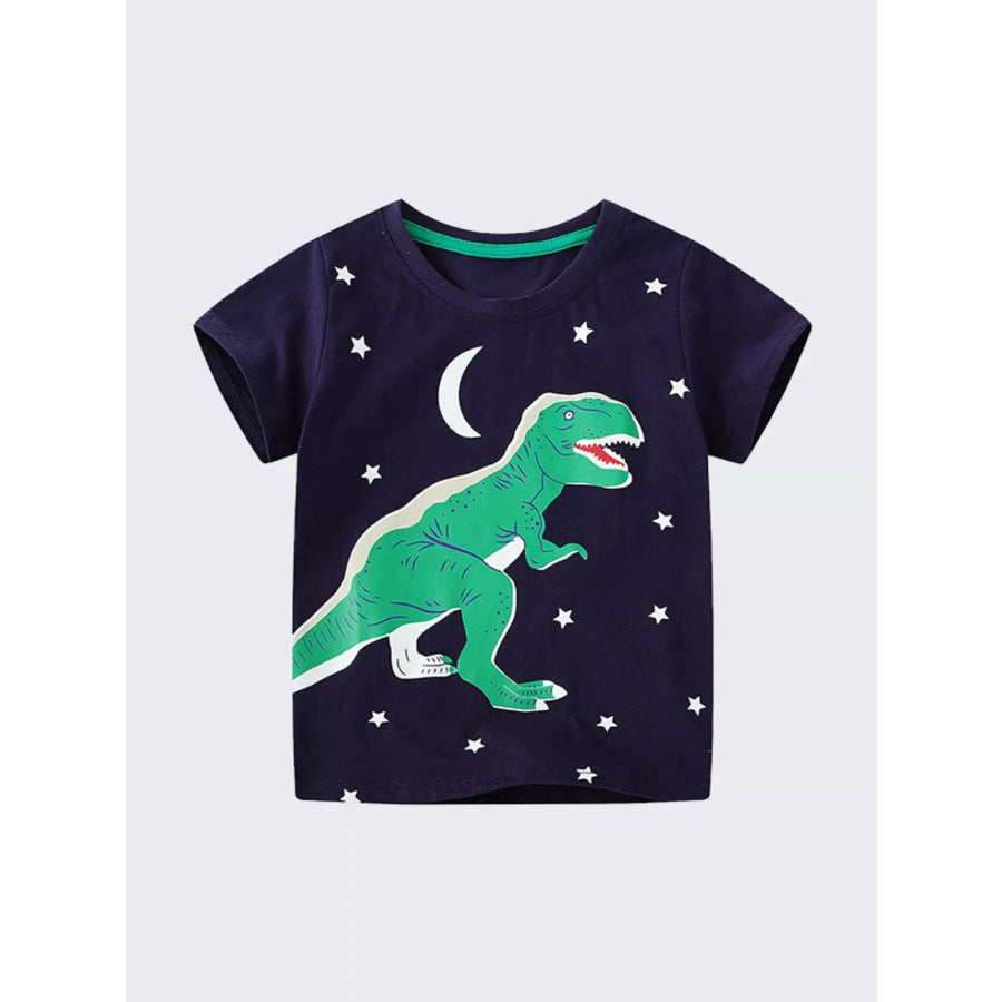Children’s Dinosaur Print Crew Neck Short Sleeve T-Shirt Apparel and Accessories