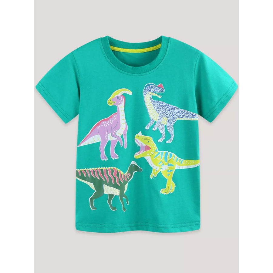 Children’s Dinosaur Print Crew Neck Short Sleeve T-Shirt Apparel and Accessories