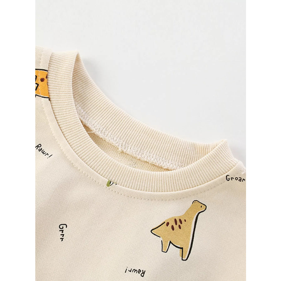 Children’s Dinosaur Print Crew Neck Sweatshirt Apparel and Accessories