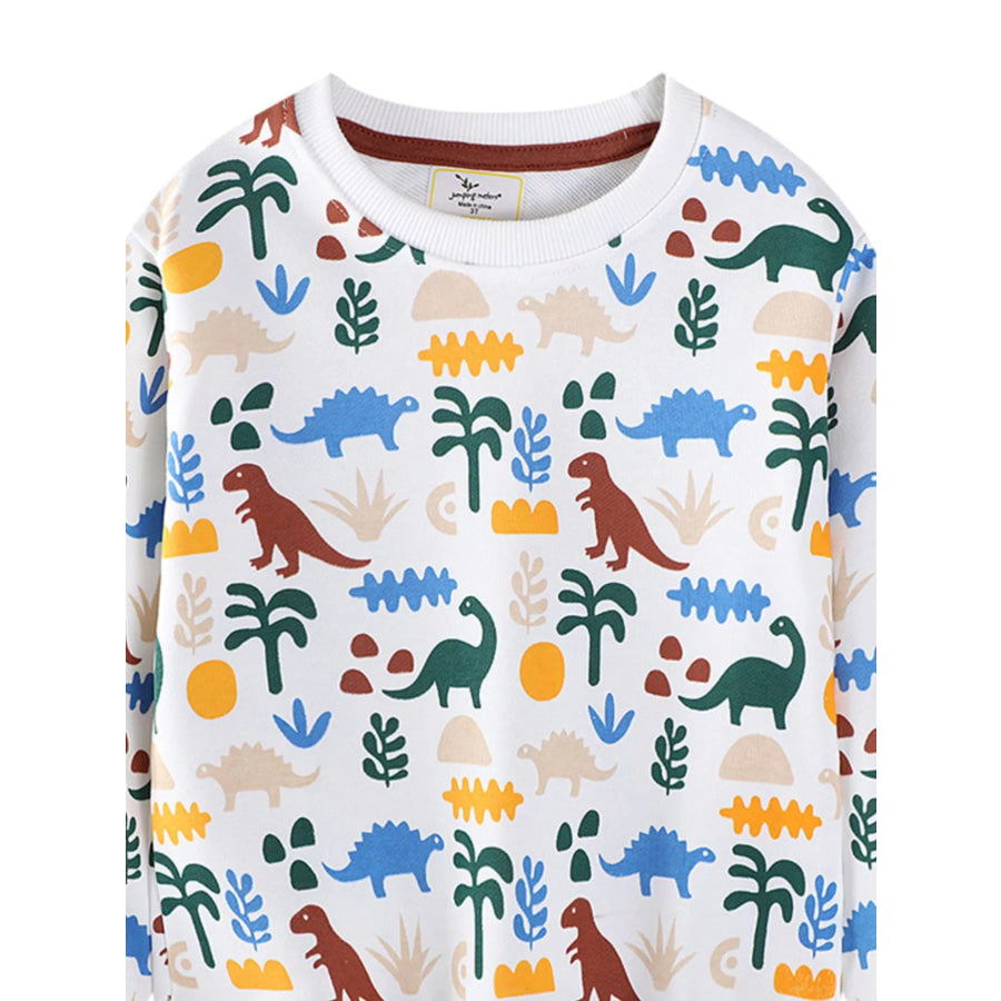 Children’s Dinosaur Print Crew Neck Sweatshirt Apparel and Accessories